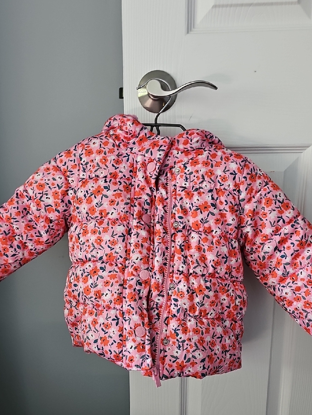 Carter's Pink Floral Puffer Jacket with Hood